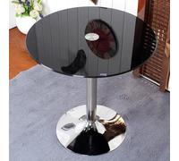 Round Glass Dining Table with Tempered Glass Top, Modern Coffee Table for Small Spaces, Kitchen, and Bistro Use