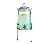 Round Glass Drink Dispenser with Stand 4.8L (168oz) - Beverage Dispenser with Tap for Parties, BBQs & Events