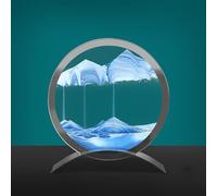 Round Glass Frame Sandscapes- Moving Sand Art Picture Decor 3D Deep Sea Sandscape, Round Glass Frame Display Flowing Sand Relaxing Toy for Desktop Home Office Work Decoration ( Color : B , Size : 19*1