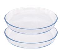 Round Glass Oven Dishes - 32cm x 32cm - 2x Large Baking Tray Argon Tableware Clear One Size