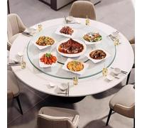 Round Glass Serving Tray - 30-Inch Rotating Dining Table Platter, Durable Transparent Dish for Home & Kitchen - Perfect for Entertaining & Serving