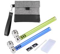 Round Glass Smoking Pipes and Smell Proof Storage Bag Bundle