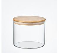 Round Glass Storage Jar with Bamboo Lid - Airtight Transparent Food Container for Coffee, Tea, Sugar, Spices, Multi-Grain, Nuts, Flour, Rice & Dry Goods - Storage Canister (500ml)