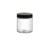 Round Glass Storage Jar With Black Mat Lid 500ml
