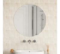 Round Glass Wall Mirror 70 cm Frameless Minimalist Silver-Edge Décor for Bedroom