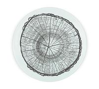 Round Glass Worktop Saver - Tree Rings Log Slice - Textured Kitchen Chopping/Cutting Board Worktop Protector with Non-Slip Feet 30cm x 30cm (12" x 12")