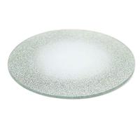 Round Glitter Glass Mirror Candle Plate Stand - Silver Sparkle Candles Coaster 15cm