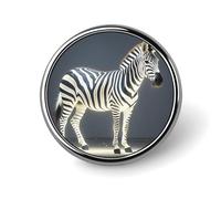 Round Glowing Zebra Brooch Classic Mini Pin 1 Inch Aluminum Alloy Lapel Pin Personalized Button Badge for Backpack Hat Suit Jacket Clothing Decoration