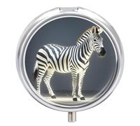 Round Glowing Zebra Pill Organizer Pill Box 3 Compartment Portable Travel Medicine Case Daily Mini Compact Medicine Container Storage Vitamin Supplement Dispenser