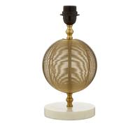 Round Gold Finish Table Lamp, Semi-Transparent Wire Globe Table Light With White Marble Base Interiors by Premier Gold One Size