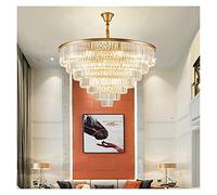 Round Gold Restaurant American Crystal Lamp Indoor Lighting LED Chandelier (Size : (Dia35cmx3layers)