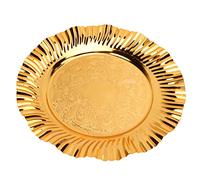 Round Gold Serving Tray, 20cm Fanshaped Wavy Shape Decorative Dinner Plate, Round Decorative Tray Decorative Tray Stainless Steel Storage Tray for Jewelry Fruit Dessert Snack Pastry