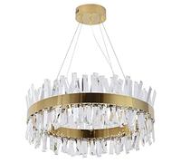 Round Gold Stainless Steel Lamp Body Height Adjustable Crystal Chandelier Kitchen Island Living Room
