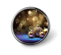 Round Golden Glitter Christmas Brooch Classic Mini Pin 1 Inch Aluminum Alloy Lapel Pin Personalized Button Badge for Backpack Hat Suit Jacket Clothing Decoration