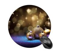 Round Golden Glitter Christmas Mouse Pad Non-Slip Rubber Base Waterproof Mouse Mat Travel Portable Gaming Mousepad for Office Work Home Computer Laptop Personalized Accessory