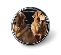 Round Golden Retrievers Brooch Classic Mini Pin 1 Inch Aluminum Alloy Lapel Pin Personalized Button Badge for Backpack Hat Suit Jacket Clothing Decoration
