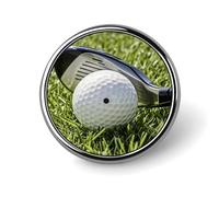 Round Golf Ball Brooch Classic Mini Pin 1 Inch Aluminum Alloy Lapel Pin Personalized Button Badge for Backpack Hat Suit Jacket Clothing Decoration