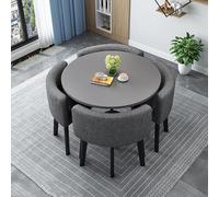 Round Gray Kitchen Dining Table Set for 4 - Slish 27.5in Breakfast Table for Smals - Modern Dining Room Fur for Cozy Family Meals