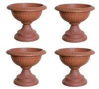 Round Grecian Classical URN Patio Pots 42 CM Flower Planter Outdoor Or Indoor Plant Plastic Base Home Office Garden Wedding Flower Porch Front Door Planter Set Of 4 (TERRACOTTA)