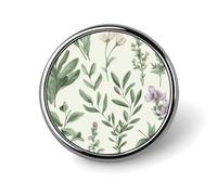 Round Green Flower Leaves Lapel Pin Metal Custom Pins Personalized Decoration Lapel Badge Small Brooch Hat Shirt Tie Sweater Clothes Accessories Decoration for Men Women
