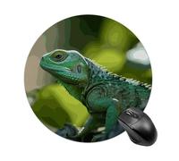 Round Green Lizard Mouse Pad Non-Slip Rubber Small Cute Mouse Pad Mini Travel Gaming Mousepad Washable Funny Computer Mat Waterproof for Laptop Office Home Men Women
