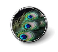 Round Green Peacock Feather Brooch Classic Mini Pin 1 Inch Aluminum Alloy Lapel Pin Personalized Button Badge for Backpack Hat Suit Jacket Clothing Decoration