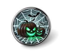 Round Green Pumpkin Brooch Classic Mini Pin 1 Inch Aluminum Alloy Lapel Pin Personalized Button Badge for Backpack Hat Suit Jacket Clothing Decoration