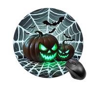 Round Green Pumpkin Mouse Pad Non-Slip Rubber Base Waterproof Mouse Mat Travel Portable Gaming Mousepad for Office Work Home Computer Laptop Personalized Accessory
