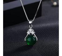 Round Green Red Agate Pendant Silver 925 Jewelry Gemstones Necklace for Women Neck Ornament for Anniversary Date