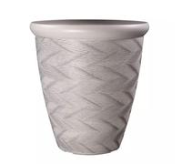 Round Grey Plant Pot 33cm,13inch Patterned Rim 14L Tall Woven Garden Indoor Outdoor Planter Cover Drainage Holes, Weather, Frost Proof, Gloss Finish (1)