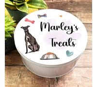Round Greyhound Personalised Dog Biscuit Treat Tin Personalised Gift | Custom Gift | Personalized Tin | Personalised Tins | Gift For Her | Gift For Him