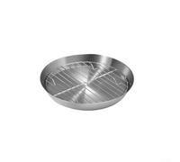 Round Grill Pan, Stainless Steel Roast Turkey Tray Non-Stick Dishwasher Safe Pan Cooling Rack For Kitchen BBQ Cake(12cm)