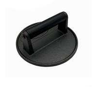 Round Grill Press Cast Iron Smash Burger Tool for Gas Charcoal Grills and Ovens | Heavy Duty Hamburger Meat Press Plate for Even Cooking | Black | 16cm
