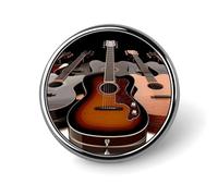 Round Guitar Brooch Classic Mini Pin 1 Inch Aluminum Alloy Lapel Pin Personalized Button Badge for Backpack Hat Suit Jacket Clothing Decoration