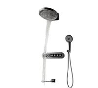 Round Gun Gray Brass Shower System Digital Display with Four Functions Cold and hot Dual Control Shower Tap(Matte Black 3)