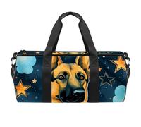 Round Gym Sports Duffel Bag with Detachable Shoulder Strap Comic Star Sheepdog Training Handbag Overnight Bag for Women Men