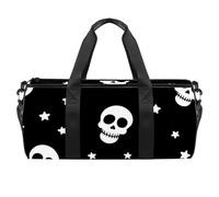 Round Gym Sports Duffel Bag with Detachable Shoulder Strap Cool Stars and Skulls Training Handbag Overnight Bag for Women Men