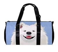 Round Gym Sports Duffel Bag With Detachable Shoulder Strap Cute Samoyed The Buddy Dog Training Handbag Overnight Bag for Women And Men
