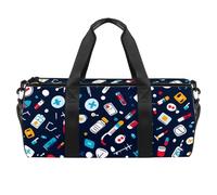Round Gym Sports Duffel Bag with Detachable Shoulder Strap Dark Background Medicine Training Handbag Overnight Bag for Women Men