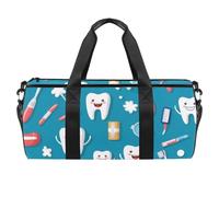 Round Gym Sports Duffel Bag with Detachable Shoulder Strap Dentistry and Teeth Training Handbag Overnight Bag for Women Men