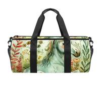 Round Gym Sports Duffel Bag with Detachable Shoulder Strap Garden Magical Unicorn Training Handbag Overnight Bag for Women Men