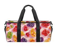Round Gym Sports Duffel Bag with Detachable Shoulder Strap Gummy Candy Training Handbag Overnight Bag for Women Men