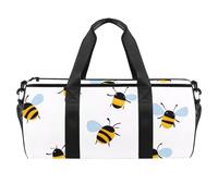 Round Gym Sports Duffel Bag with Detachable Shoulder Strap Hand-Painted Bees Training Handbag Overnight Bag for Women Men