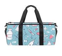 Round Gym Sports Duffel Bag with Detachable Shoulder Strap Hand-Painted Medicine Training Handbag Overnight Bag for Women Men