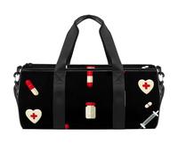 Round Gym Sports Duffel Bag with Detachable Shoulder Strap Medicine and Needle Training Handbag Overnight Bag for Women Men