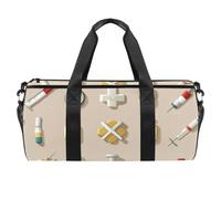 Round Gym Sports Duffel Bag with Detachable Shoulder Strap Medicine Print Training Handbag Overnight Bag for Women Men