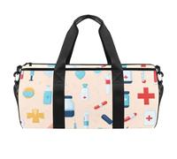 Round Gym Sports Duffel Bag with Detachable Shoulder Strap Pattern of Medicine Training Handbag Overnight Bag for Women Men