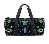 Round Gym Sports Duffel Bag with Detachable Shoulder Strap Strange Aliens Pattern Training Handbag Overnight Bag for Women Men