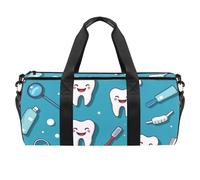 Round Gym Sports Duffel Bag with Detachable Shoulder Strap Teeth and Dentistry Training Handbag Overnight Bag for Women Men