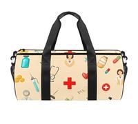 Round Gym Sports Duffel Bag with Detachable Shoulder Strap Yellow Background Medicine Training Handbag Overnight Bag for Women Men